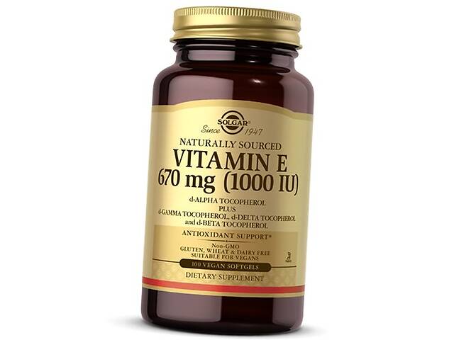 Витамин Е Смесь токоферолов Vitamin E 1000 Vegan Solgar 100вег.гелкапс (36313222)