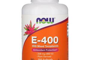 Витамин Е со смешанными токоферолами E-400 Now Foods 268 мг (400 МЕ) 250 гелевых капсул