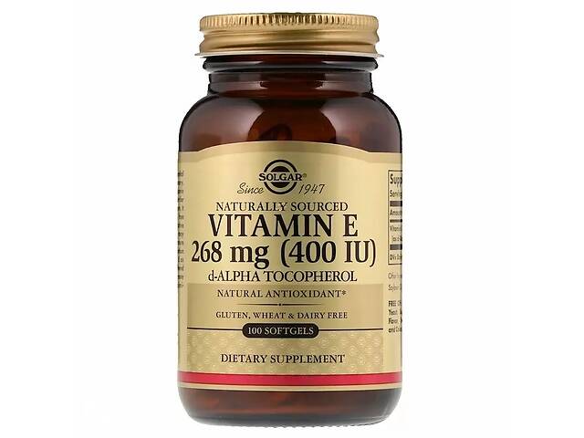 Витамин E Solgar Natural Vitamin E 400 IU Pure d-Alpha Tocopherol 100 Softgels