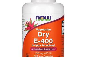 Витамин Е сухой Vegetarian Dry E-400 Now Foods 268 мг (400 МЕ) 100 вегетарианских капсул