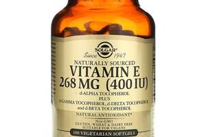 Витамин Е Vitamin E Solgar натуральный 268 мг (400 МЕ) 100 вегетарианских гелевых капсул