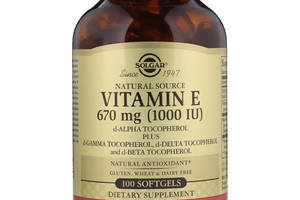 Витамин Е Vitamin E Solgar натуральный 670 мг (1000 МЕ) 100 гелевых капсул