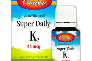 Витамин К-2 менахинон Super Daily K2 Carlson Labs жидкость 45 мкг 10,16 мл
