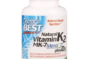 Витамин K Doctor's Best Natural Vitamin K2 MK-7 with MenaQ7 plus Vitamin D3 180 mcg 60 Veg Caps DRB-00404