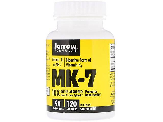 Витамин K Jarrow Formulas MK-7 Vitamin K2 as MK-7 90 mcg 120 Softgels