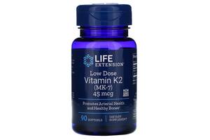 Витамин К2 (МК-7) 45 мкг, Low Dose Vitamin K2 (MK-7), Life Extension, 90 желатиновых капсул