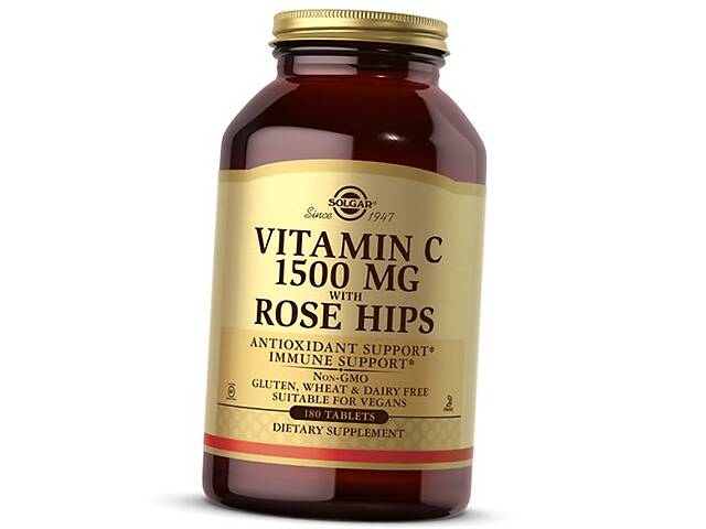Витамин С с Шиповником Vitamin C 1500 with Rose Hips Solgar 180таб (36313219)