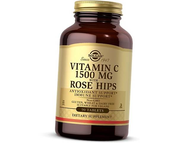 Витамин С с Шиповником Vitamin C 1500 with Rose Hips Solgar 90таб (36313219)