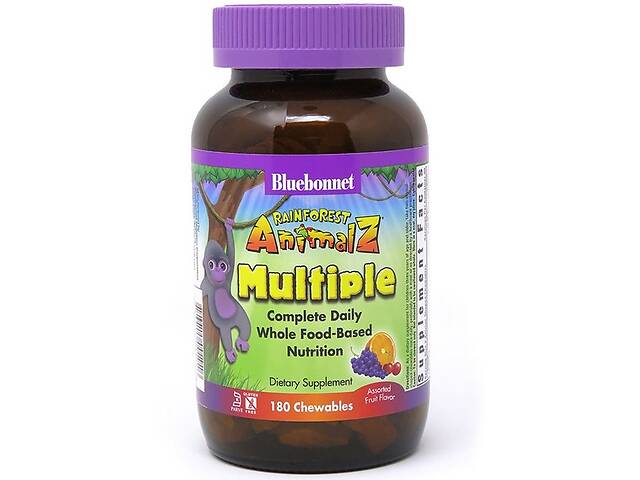 Витаминно-минеральный комплекс Bluebonnet Nutrition Rainforest Animalz, Multiple Complete Daily 180 Chewables Fruit...