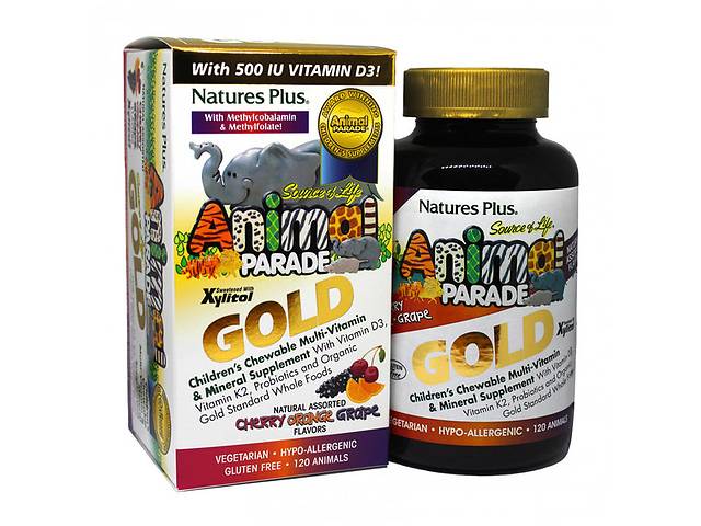 Витаминно-минеральный комплекс Nature's Plus Animal Parade Gold 120 Chewables Cherry, Orange, Grape flavors