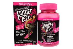 Витаминно-минеральный комплекс Nature's Plus Power Teen for her 60 Chewable Tabs Wild berry flavor