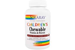 Витаминно-минеральный комплекс Solaray Children's Chewable Vitamins and Minerals 120 Chewables Natural Black Cherry F...