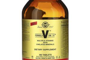 Витаминно-минеральный комплекс Solgar Formula V VM-75 Multiple Vitamins with Chelated Minerals 180 Tabs