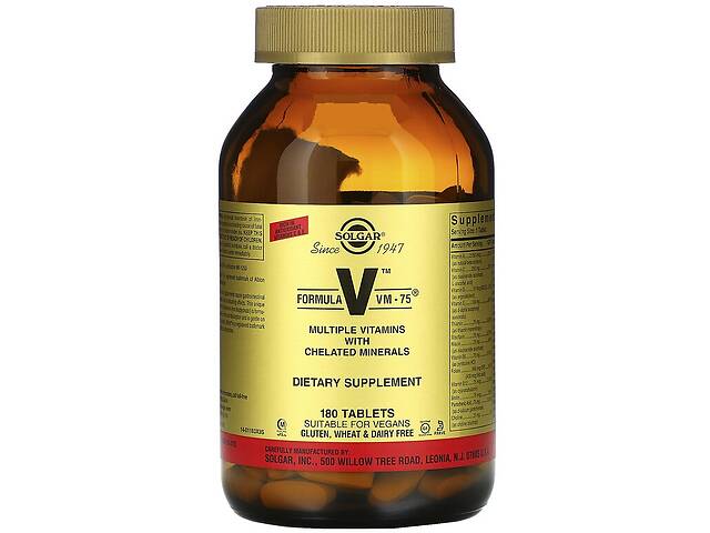 Витаминно-минеральный комплекс Solgar Formula V VM-75 Multiple Vitamins with Chelated Minerals 180 Tabs