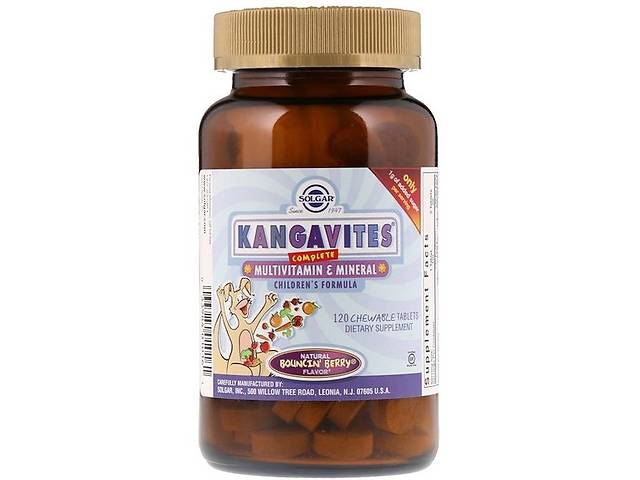 Витаминно-минеральный комплекс Solgar Kangavites, Complete Multivitamin & Mineral Children's Formula 120 Chewable Tab...