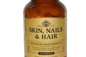 Витамины для волос кожи и ногтей Skin Nails Hair Solgar улучшенная формула МСМ 120 таблеток