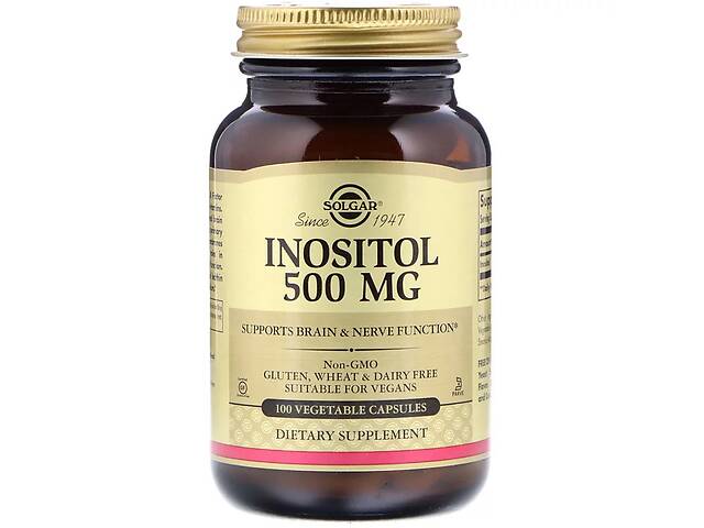 Инозитол (В8), Inositol, Solgar, 500 мг, 100 вегетарианских капсул