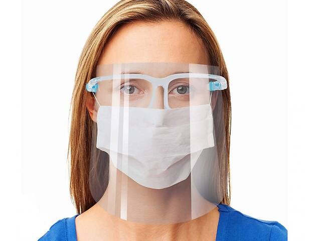 Захисний медичний екран-маска для обличчя, Face Shield антивірусний щиток (кріплення на кшталт окулярів) (ST)