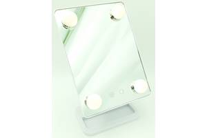 Зеркало для макияжа с LED подсветкой на подставке Cosmetie Mirror HH083 белый