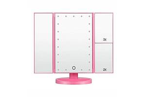 Зеркало с LED подсветкой с боковыми зеркалами 22 светодиодами Kras.A 22LED Pink