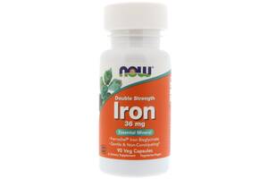 Железо, Iron, Now Foods, 36 мг, 90 капсул