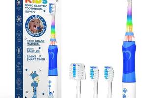 Звуковая детская зубная щетка с насадками 4 шт LED подсветкой и умным таймером Urbanclean синяя