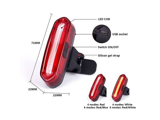 Ліхтар габаритний задній (скло) BC-TL5434 LED, USB (красный)