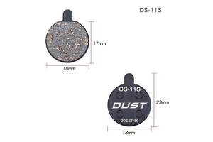 Колодки гальмiвнi полуметал пiд дисковi гальма DUST DS-11S Пiдходить пiд дисковi гальма Alhonga, ZOOM DB250/350/450/550