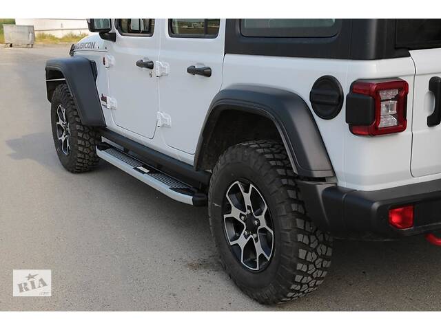 Боковые пороги Mevsim Grey (2 шт., алюминий) для Jeep Wrangler 2018↗ гг.