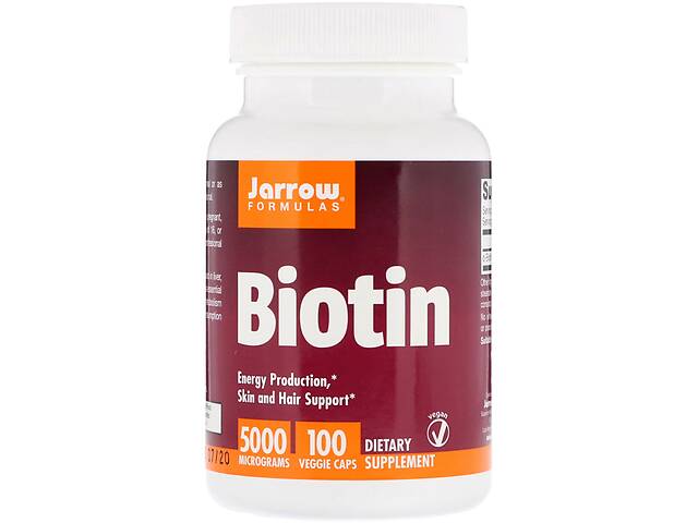 Биотин (В7) 5000 мкг Jarrow Formulas 100 растительных капсул