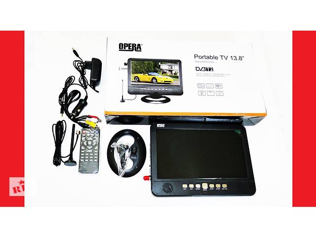 13,8'' TV Opera 1002 + HDMI Портативный телевизор с Т2 (реальный размер экрана 10'')