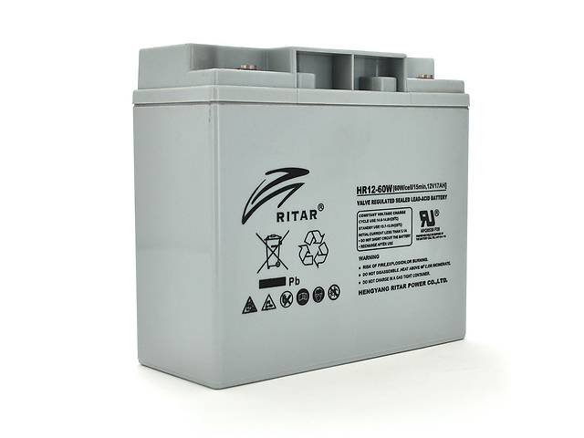 Аккумуляторная батарея AGM RITAR HR12-60W, Gray Case, 12V 17.0Ah ( 181 х 77 х 167 (167 ) 4.80 kg Q4