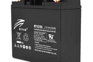Аккумуляторная батарея AGM RITAR RT12180B, Black Case, 12V 18.0Ah (181х77х167 ) Q2
