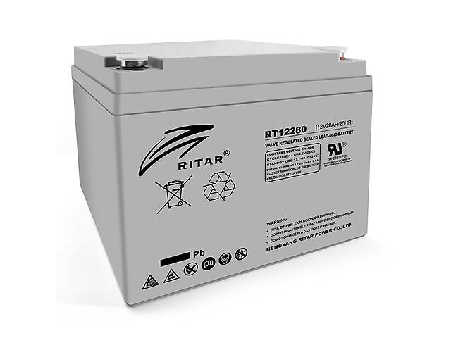 Аккумуляторная батарея AGM RITAR RT12280, Gray Case, 12V 28Ah ( 166 х178 х125 ) Q2