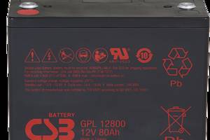 Аккумуляторная батарея CSB GPL12800, 12V 80Ah (261х168х210 (220), 25.6 kg
