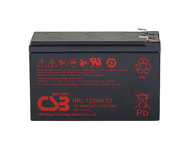 Аккумуляторная батарея CSB HRL1234WF2, 12V 9Ah (151х65х98мм), 2.62 kg Q10