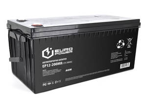 Аккумуляторная батарея EUROPOWER AGM EP12-200M8 12V 200Ah ( 522 x 240 x 219), 57.5 kg Black Q1/18