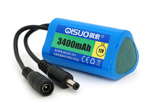 Аккумуляторная батарея литиевая QiSuo 12V 3.4A с элементами Li-ion LG 18650, DC5.5x2.1, (37x37x67mm)