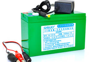 Аккумуляторная батарея литиевая QiSuo 12V 10A с элементами Li-ion 18650 (150X64,5X97,7) + зарядное устройство 12,6V...
