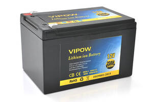 Аккумуляторная батарея литиевая Vipow 12 V 20Ah с элементами Li-ion 18650 со встроенной ВМS платой, (3S10P) (151х98х...