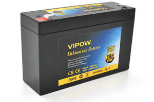 Аккумуляторная батарея литиевая Vipow 12 V 8Ah с элементами Li-ion 18650 со встроенной ВМS платой, (3S4P) (151х50х94...
