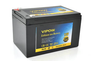 Аккумуляторная батарея литиевая Vipow 12V18Ah с элементами Li-ion 18650 со встроенной ВМS платой, (3S9P) (151х99х99)мм