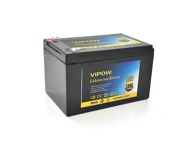 Аккумуляторная батарея литиевая Vipow 12V18Ah с элементами Li-ion 18650 со встроенной ВМS платой, (3S9P) (151х99х99)мм