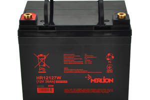 Аккумуляторная батарея MERLION HR12127W, 12V 36Ah Black ( 195 х 130 х 155 (167) ), 9.75 kg