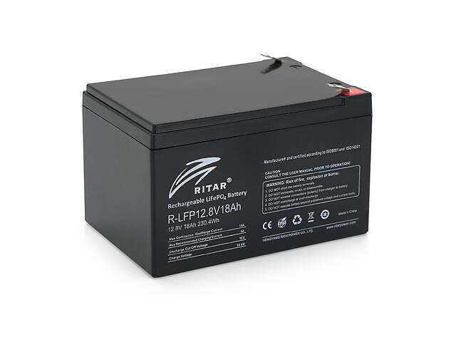 Аккумуляторная батарея Ritar LiFePO4 12,8V 18Ah 230.4WH ( 150 x 98 x 95 (100) ), 1,925kg Q6