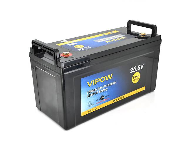 Аккумуляторная батарея Vipow LiFePO4 25,6V 50Ah со встроенной ВМS платой 40A (330*175*225)