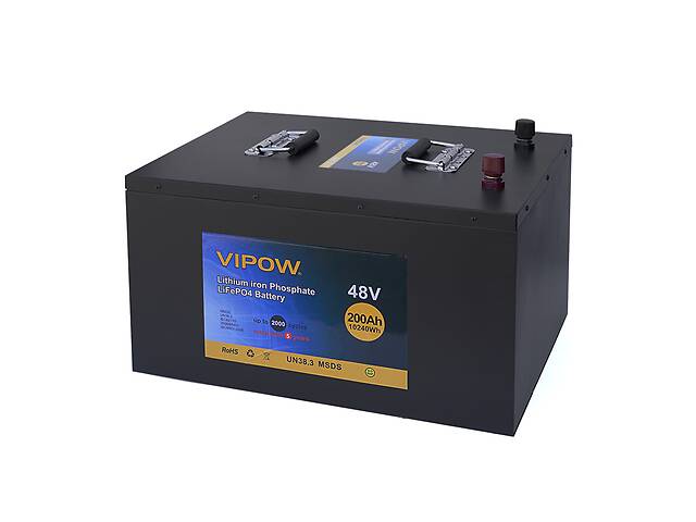 Аккумуляторная батарея Vipow LiFePO4 51,2V 200Ah со встроенной ВМS платой 100A (520*400*300)