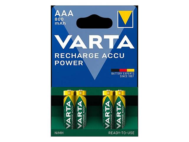 Аккумуляторные батарейки AAA VARTA ACCU AAA 800mAh BLI 4 шт (READY 2 USE)