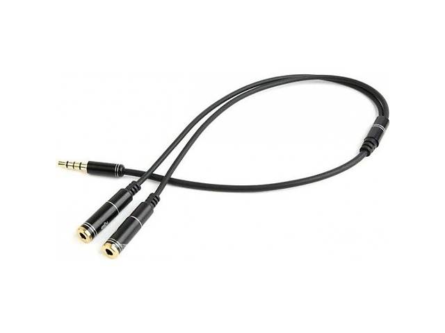 Аудио-кабель Cablexpert 3.5 mm 4-pin-3.5 mm stereo+микрофон, 0.2 м, Black (CCA-417M) (Код товара:19988)
