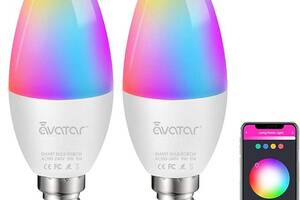 Avatar Умная лампочка E14 Свет WiFi 5 Вт 2700–6500 К RGB + теплый/холодный белый 2 штуки